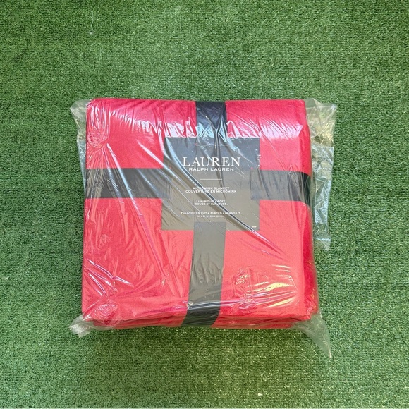 Ralph Lauren Micromink Plush Full/Queen Blanket Red